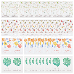 4 Bags 4 Styles Coated Paper Sealing Stickers, for Celebrating, Wedding, Birthday & Business Personalized Handmade Gift Seal Decor, Rectangle with Pattern, Mixed Color, 50pcs/bag, 1 bag/style(DIY-GA0002-15)