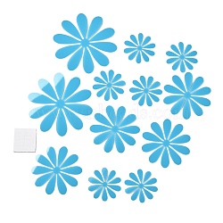 3D Plastic Luminous Wall Stickers, with Adhesive Tape, for Home Living Room Bedroom Wall Decorations, Flower, Deep Sky Blue, 50~100x0.2mm, 12pcs/set(DIY-F077-06E)