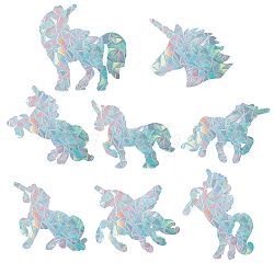 Waterproof PVC Colored Laser Stained Window Film Adhesive Stickers, Electrostatic Window Stickers, Unicorn Pattern, 12cm, 16pcs/set(DIY-WH0256-015)