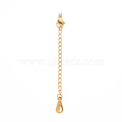 304 Stainless Steel Chain Extender, Cadmium Free & Nickel Free & Lead Free, with Teardrop and Lobster Claw Clasps, Golden, 50mm, Hole: 2.5mm(STAS-N088-40G)