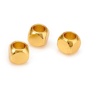 Long-Lasting Plated Brass Spacer Beads, Cube, Golden, 4x4x4mm, Hole: 2.5mm