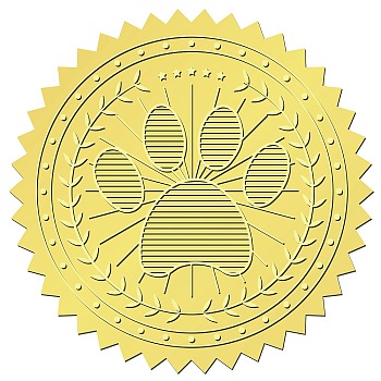 34 Sheets Self Adhesive Gold Foil Embossed Stickers, Round Dot Medal Decoration Sticker for Envelope Card Seal, Footprint, Size: about 165x211mm, Stickers: 50mm, 12pcs/sheet, 34 sheets/set