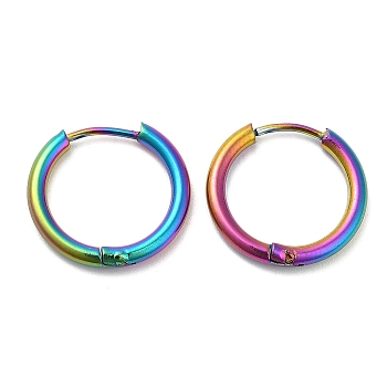 Ion Plating(IP) Titanium Alloy Huggie Hoop Earrings for Women, Rainbow Color, 12 Gauge, 16x2mm