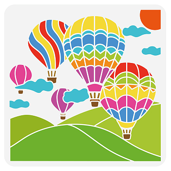 PET Hollow Out Drawing Painting Stencils, for DIY Scrapbook, Photo Album, Hot Air Balloon, 30x30cm