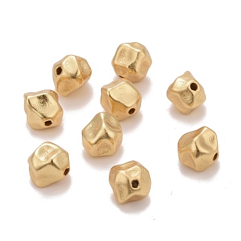 Brass Beads, Twist Nuggets, Cadmium Free & Nickel Free & Lead Free, Long-Lasting Plated, Real 18K Gold Plated, 7x6x6mm, Hole: 1mm