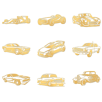 Nickel Decoration Stickers, Metal Resin Filler, Epoxy Resin & UV Resin Craft Filling Material, Car Pattern, 40x40mm, 9 style, 1pc/style, 9pcs/set