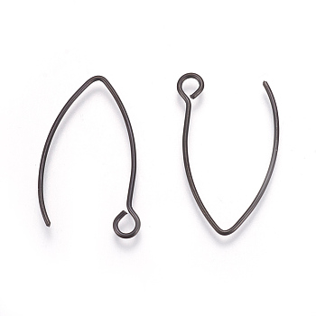 304 Stainless Steel Earring Hooks, with Horizontal Loop, Electrophoresis Black, 26x15.5mm, Hole: 2.5mm, 20 Gauge, Pin: 0.8mm