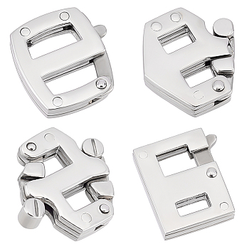 Unicraftale 4Pcs 4 Styles 304 Stainless Steel Adjustable Clasps, for Jewelry Making, Stainless Steel Color, 14~15.5x13~15.5x3~3.8mm, Inner Diameter: 2.5~3.7x3.5~6.5mm, 1pc/style