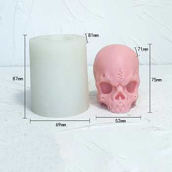 Halloween Skull DIY Food Grade Silicone Candle Molds, Aromatherapy Candle Moulds, Scented Candle Making Molds, White, 8.1x6.9x8.7cm