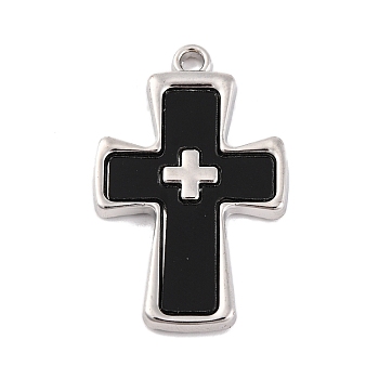 Alloy Acrylic Sheet Pendants, Platinum, Cross, 33.5x21x3mm, Hole: 2mm