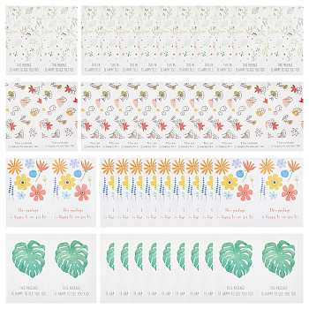 4 Bags 4 Styles Coated Paper Sealing Stickers, for Celebrating, Wedding, Birthday & Business Personalized Handmade Gift Seal Decor, Rectangle with Pattern, Mixed Color, 50pcs/bag, 1 bag/style