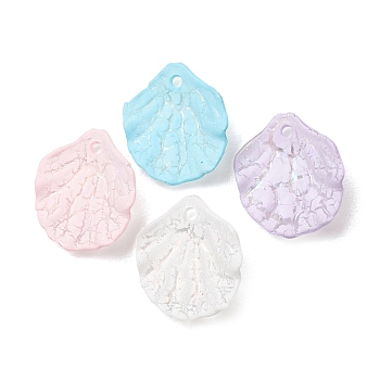 Baking Paint Acrylic Pendants, UV Plating, Leaf Charms, Mixed Color, 19x17x2mm, Hole: 1.6mm