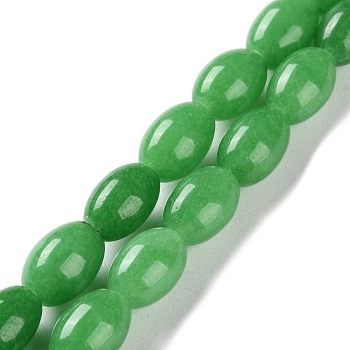 Natural White Jade Beads Strands, Dyed, Rice, Lime Green, 9x6mm, Hole: 1mm, about 44pcs/strand, 15.94 inch(40.5cm)