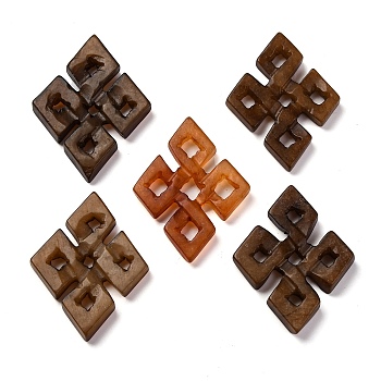 Dyed Natural Xiuyan Jade Carved Pendants, Rhombus Charms, Mixed Color, 35~36x27~28x3.5~4.5mm