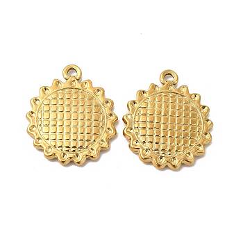 Ion Plating(IP) 304 Stainless Steel Pendants, Sunflower Charm, Golden, 21x18x2mm, Hole: 1.5mm