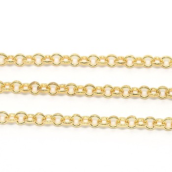 Iron Rolo Chains, Belcher Chain, Unwelded, Light Gold, 3x1mm