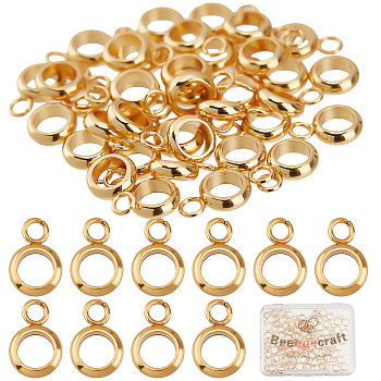 201 Stainless Steel Tube Bails, Loop Bails, Ring Bail Beads, Real 18K Gold Plated, 9x6x2mm, Hole: 1.8mm, 100pcs/box