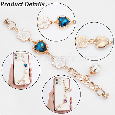 WADORN 5 Sets 5 Colors Retro Love Heart Jewelry Phone Case Chain Strap(AJEW-WR0001-40)-3