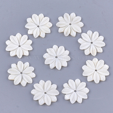 20mm Creamy White Flower Freshwater Shell Beads