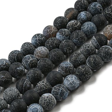 6mm Black Round Weathered Agate Beads