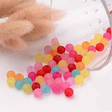 8mm Mixed Transparent Round Frosted Acrylic Ball Bead(X-FACR-R021-8mm-M)-3