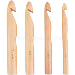 4Pcs 4 Styles Bamboo/Wood Crochet Hooks, BurlyWood, 195~250x14~30mm, 1pc/style(DIY-CL0002-62A)