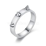 201 Stainless Steel Finger Rings, Hip-hop Style Rivets Ring, Stainless Steel Color, US Size 9(18.9mm)(FS-WG9177F-03)