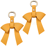 Bowknot PU Leather & Alloy Keychain, Gold, 120mm(KEYC-WH20026-05A)