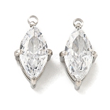 Stainless Steel Color Clear Rhombus Stainless Steel+Cubic Zirconia Charms(STAS-L278-006P-01)