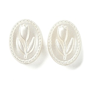 ABS Plastic Imitation Pearl Beads, Oval with Tulipa, White, 15.5x11.5x7mm, Hole: 3mm(FIND-B043-04)