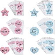 SUPERFINDINGS 120Pcs 3 Style TEAM Girl and Boy Stickers, Adhesive Label Sealing Stickers, for Candy & Gift Packaging Paste, Mixed Color, 11~11.5x5.8~6.8x0.02cm, 20 sheets/color, 2 color/style(DIY-FH0003-23)