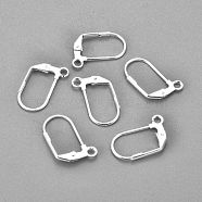 304 Stainless Steel Earrings, Leverback Earring Findings, with Loop, Silver, 18x12x1.5mm, Hole: 2mm, Pin: 0.8mm(STAS-P166-11S)
