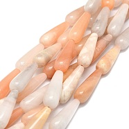 Natural Aventurine Beads Strands, Waterdrop, Orange, 30x10mm, Hole: 1.4mm, about 13pcs/strand, 15.75''(40cm)(G-E576-45)