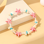 Bohemian Shell Beaded Stretch Bracelets, Summer Beach Vacation Starfish Stretch Bracelets for Women(MO6644-3)