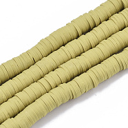 Handmade Polymer Clay Beads Strands, for DIY Jewelry Crafts Supplies, Heishi Beads, Disc/Flat Round, Light Khaki, 6x0.5~1mm, Hole: 1.8mm, about 290~320pcs/strand, 15.75 inch~16.14 inch(40~41cm)(CLAY-R089-6mm-019)