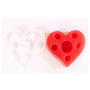 Silicone Mold, Epoxy Resin Craft Making, Perforated Candle Holder, White, Heart, 140x155mm, Inner Diameter: 20~40mm(SIMO-S002-05B)