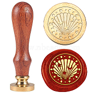 Wax Seal Stamp Set, Sealing Wax Stamp Solid Brass Heads with Wood Handles, for Envelopes Invitations, Gift Card, Shell Shape, 83x22mm, Stamps: 25x14.5mm(AJEW-WH0208-1500)