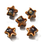 Handmade Porcelain Beads, Star, Chocolate, 13.5x15x7.5mm, Hole: 2mm(PORC-H013-05-03)