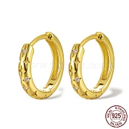 925 Sterling Silver Hoop Earrings, Cubic Zirconia Earring for Women, Real 18K Gold Plated, 11x11x2mm(WR7207-2)