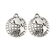 Tibetan Style Zinc Alloy Earth Charms, Lead Free & Cadmium Free, Antique Silver, 12x16x3mm, Hole: 1.5mm, about 500pcs/500g(TIBEP-R334-307AS-RS)