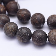 Natural Bronzite Beads Strands, Frosted, Round, 12mm, Hole: 1mm; about 32pcs/strand, 15.5inches(G-D745-12mm)