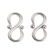 Non-Tarnish 304 Stainless Steel S-Hook Clasps, Stainless Steel Color, 13x6.5x1mm(STAS-L082-001P-02)