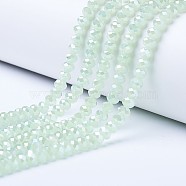 Electroplate Glass Beads Strands, Imitation Jade Beads, AB Color Plated, Faceted, Rondelle, Pale Green, 3.5~3.8x3mm, Hole: 0.4mm, about 113~115pcs/strand, 12.80~12.99 inch(32.5~33cm)(EGLA-A044-J3mm-B01)