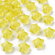 Transparent Acrylic Beads, Bead in Bead, Faceted, Star, Yellow, 14x15x8.5mm, Hole: 2mm, about 518pcs/500g(TACR-S152-02A-717)