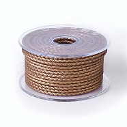 Braided Cowhide Cord, Leather Jewelry Cord, Jewelry DIY Making Material, Camel, 3mm, about 5.46 yards(5m)/roll(WL-I003-3mm-D-10)