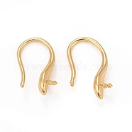 Rack Plating Eco-friendly Brass Earring Hooks, For Half Drilled Beads, Lead Free & Cadmium Free, Real 24K Gold Plated, 13x4mm, 24 Gauge, Pin: 0.5mm and 1mm(KK-D075-08G-RS)