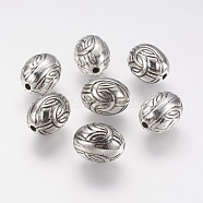 CCB Plastic Beads, Sports Beads, Rugby, Antique Silver, 17x13mm, Hole: 2mm(CCB-P004-04AS)