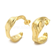 Ion Plating(IP) 304 Stainless Steel Irregular Twist Stud Earrings, Half Hoop Earrings, Real 18K Gold Plated, 23.5~24.5x10mm(EJEW-B026-02G)