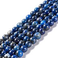 Natural Lapis Lazuli Round Bead Strands, 6mm, Hole: 1mm, about 62pcs/strand, 15.5 inch(G-E262-01-6mm)