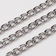3.28 Feet 304 Stainless Steel Twisted Chains Curb Chains, Unwelded, Stainless Steel Color, 3x1mm(X-CHS-L015-26)